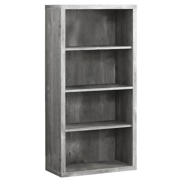 Bookshelf, Bookcase, Etagere, 5 Tier, 48"H, Office, Bedroom, Laminate, Grey, Contemporary, Modern